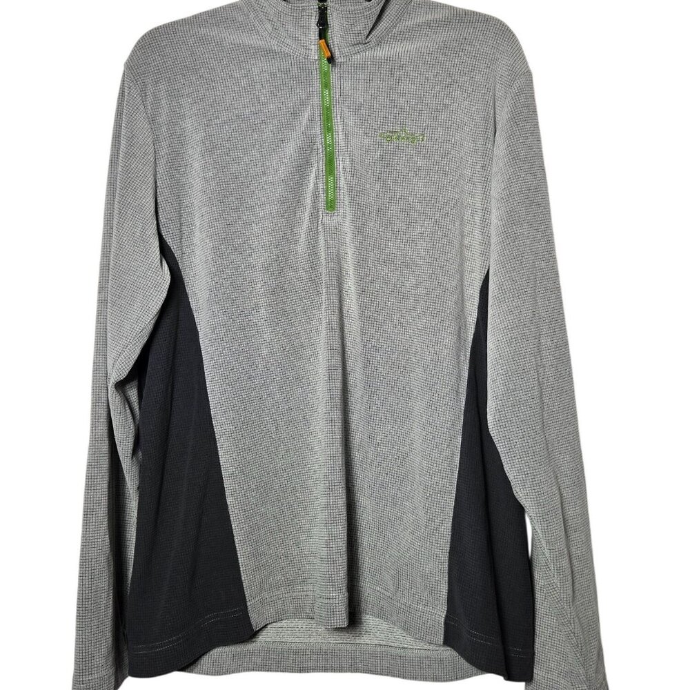 Orvis Mens Gray Fleece 1/4 Zip Large Waffle Microgrid Pullover Outdoor Soft Fall